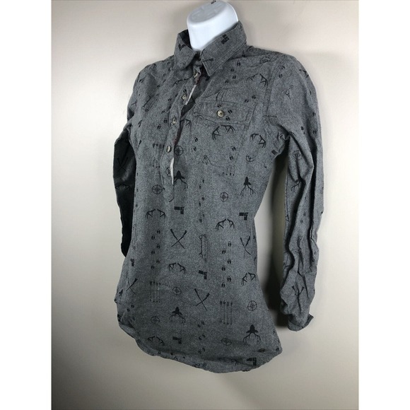 Legendary White Tails Women's Long Sleeve Flannel Tunic Top Gray XS - Picture 5 of 16